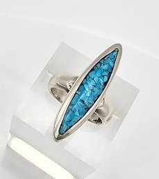 Crushed Turquoise Sterling Silver Ring Size 3.5 6.7 G