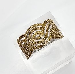 Signed Diamond Sterling Silver Cocktail Ring Size 6 3.8 G