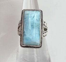 Larimar Sterling Silver Ring Size 6 7.3 G