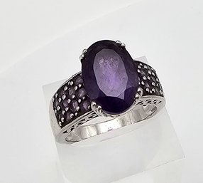 Jadeite Sterling Silver Cocktail Ring Size 8.5 6.2 G