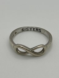 Sterling Infinity Ring With Sisters Inscription 1.53g Size 5