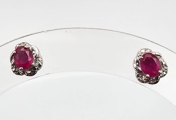 Ruby Sterling Silver Earrings 1.6 G Approximately 0.40 TCW