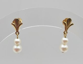 Pearl 10K Gold Earrings 1 G