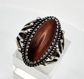 Oversized Carolyn Pollack Relios Red Tiger's Eye Sterling Silver Ring Size 9.5 13 G