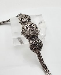 Signed Sterling Silver Filigree Dragonfly Bracelet 27.4 G