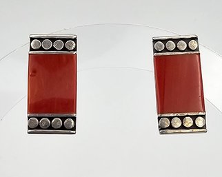 B Coral Sterling Silver Earrings 6.2 G