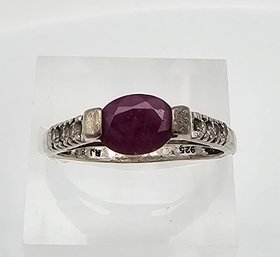 RJ Ruby Sapphire Sterling Silver Cocktail Ring Size 7.5 3 G Approximately 0.75 TCW