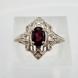 Avon Garnet Sterling Silver Cocktail Ring Size 6.75 3.1 G Approximately 0.5 TCW