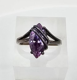 DQ Cubic Zirconia Sterling Silver Cocktail Ring Size 5.5 3.6 G Approximately 2.25 TCW