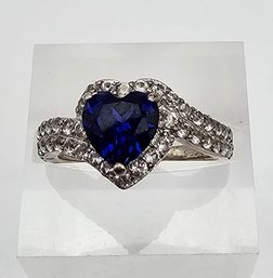 CN Sapphire Sterling Silver Cocktail Ring Size 4.75 2.9 G Approximately 0.85 TCW