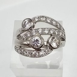 Ross Simons Cubic Zirconia Sterling Silver Cocktail Ring Size 8.5 6.3 G