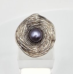Israel HG Nagit Gorali Pearl Sterling Silver Ring Size 9.75 10 G