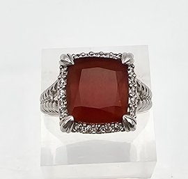 Judith Ripka Cubic Zirconia Sterling Silver Cocktail Ring Size 9.5 8.8 G