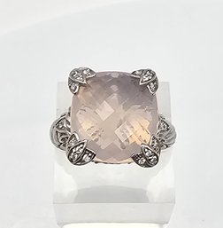 Judith Ripka Cushion Cut Cubic Zirconia Sterling Silver Cocktail Ring Size 9.5 12.4 H