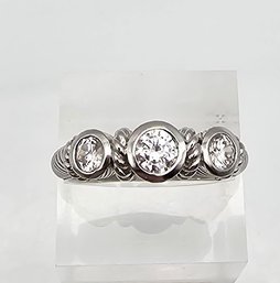 Judith Ripka Cubic Zirconia Sterling Silver Cocktail Ring Size 9.5 6.5 G