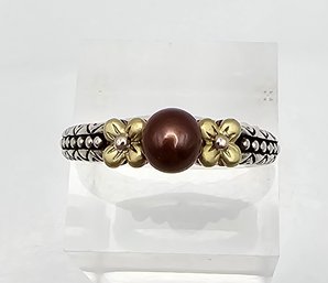 Barbara Bixby Copper Pearl 18K Gold Sterling Silver Cocktail Ring Size 9.5 4.9 G
