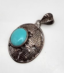 Turquoise Sterling Silver Southwestern Pendant 3.5 G