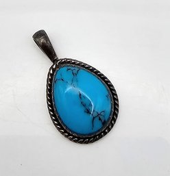 R Turquoise Sterling Silver Pendant 4.3 G
