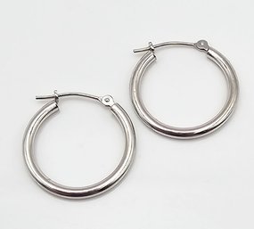 'JCM' 14K White Gold Hoop Earrings 0.9 G