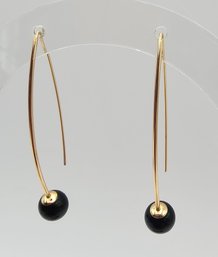 'LG' Onyx 14K Gold Drop Dangle Earrings 1.8 G