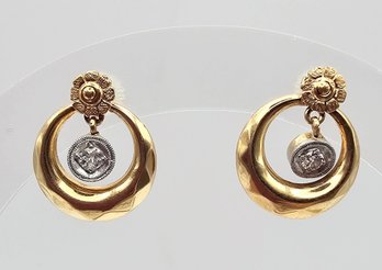 Diamond 14K Gold Dangle Earrings 2.8 G Approximately 0.10 TCW