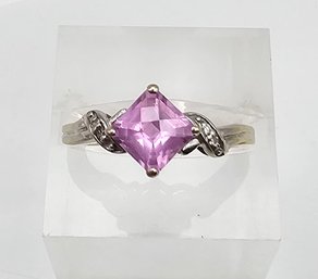 'SR' Cushion Cut Ruby 14K White Gold Cocktail Ring Size 5 3 G Approximately 1 TCW