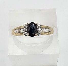 'T&RB' Sapphire Diamond 14K Gold Cocktail Ring Size 6 2.7 G Approximately 0.40 TCW