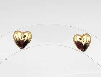 Signed 14K Gold Heart Earrings 0.2 G