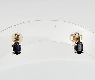 Topaz Sapphire 14K Gold Earrings 1.1 G Approximately 0.40 TCW