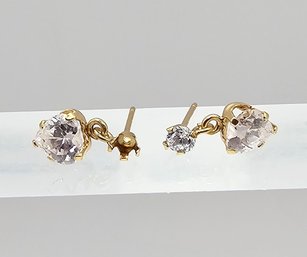 'AU' Diamond 14K Gold Earrings 0.6 G