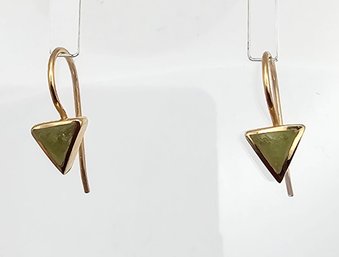 'PB' Jade 14K Gold Drop Earrings 1.6 G