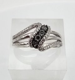 'JWBR' Diamond Sterling Silver Cocktail Ring Size 6.25 3.6 G