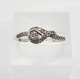 Interwoven Diamond Sterling Silver Cocktail Ring Size 6.75 2.2 G