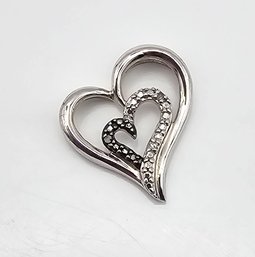 'SUN' Diamond Sterling Silver Heart Pendant 2 G