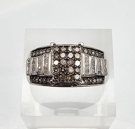 Diamond Sterling Silver Cocktail Ring Size 6.75 4.7 G