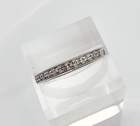 'CW' Diamond Sterling Silver Wedding Ring Size 8.75 2.2 G