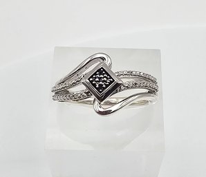 'JWBR' Diamond Sterling Silver Cocktail Ring Size 6.25 3.9 G