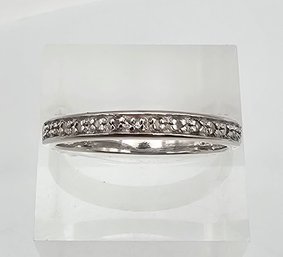 'CW' Diamond Sterling Silver Wedding Ring Size 8.75 2.4 G