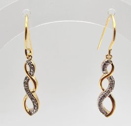 Ross Simons Diamond Gold Over Sterling Silver Drop Dangle Earrings 2.1 G