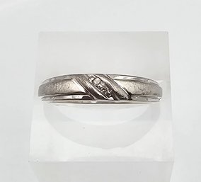 Diamond Sterling Silver Wedding Ring Size 6.5 3.2 G
