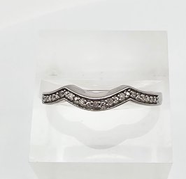 'KNR' Diamond Sterling Silver Wedding Ring Size 6.5 1.8 G