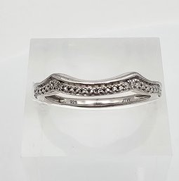 'JTW' Diamond Sterling Silver Wedding Ring Size 6.75 1.6 G
