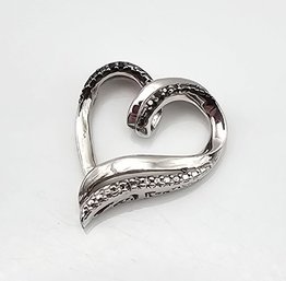 Diamond Sterling Silver Heart Pendant 2.9 G