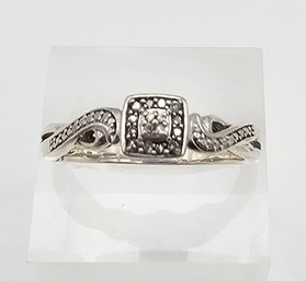 'JD' Diamond Sterling Silver Cocktail Ring Size 8.5 3 G