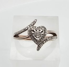 'SUN' Diamond Sterling Silver Cocktail Ring Size 6.5 4 G