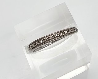 'BGE' Diamond Sterling Silver Wedding Ring Size 6.75 2.3 G
