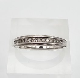 'SK9' Diamond Sterling Silver Wedding Ring Size 6.75 1.8 G