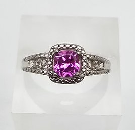 'F' Ruby Sterling Silver Cocktail Ring Size 6.25 2.5 G Approximately 0.68 TCW