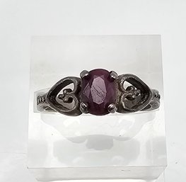 Ruby Sterling Silver Cocktail Ring Size 7.75 3.6 G Approximately 0.75 TCW