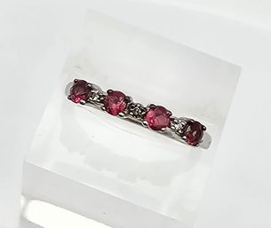 'ZMR' Ruby Diamond Sterling Silver Cocktail Ring Size 6.75 2.5 G